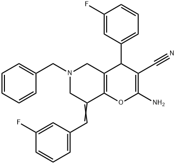 2-amino-6-benzyl-8-(3-fluorobenzylidene)-4-(3-fluorophenyl)-5,6,7,8-tetrahydro-4H-pyrano[3,2-c]pyridine-3-carbonitrile|