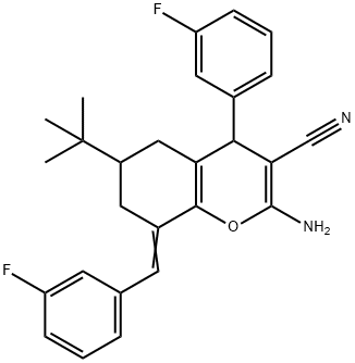 2-amino-6-tert-butyl-8-(3-fluorobenzylidene)-4-(3-fluorophenyl)-5,6,7,8-tetrahydro-4H-chromene-3-carbonitrile|