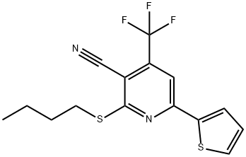 2-(butylsulfanyl)-6-(2-thienyl)-4-(trifluoromethyl)nicotinonitrile Struktur