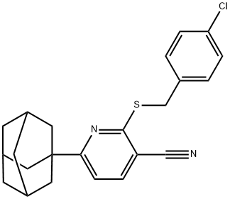6-(1-adamantyl)-2-[(4-chlorobenzyl)sulfanyl]nicotinonitrile Struktur