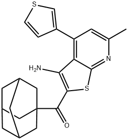 1-adamantyl[3-amino-6-methyl-4-(3-thienyl)thieno[2,3-b]pyridin-2-yl]methanone Structure