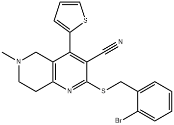 2-[(2-bromobenzyl)sulfanyl]-6-methyl-4-(2-thienyl)-5,6,7,8-tetrahydro[1,6]naphthyridine-3-carbonitrile Structure