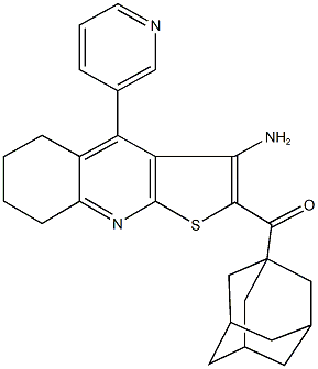 1-adamantyl[3-amino-4-(3-pyridinyl)-5,6,7,8-tetrahydrothieno[2,3-b]quinolin-2-yl]methanone Struktur