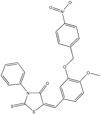 5-[3-({4-nitrobenzyl}oxy)-4-methoxybenzylidene]-3-phenyl-2-thioxo-1,3-thiazolidin-4-one,340972-61-4,结构式