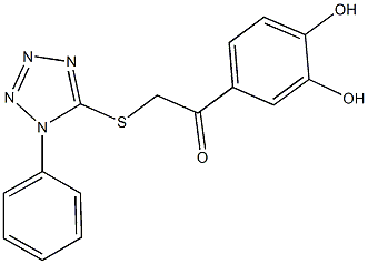 1-(3,4-dihydroxyphenyl)-2-[(1-phenyl-1H-tetraazol-5-yl)sulfanyl]ethanone Struktur