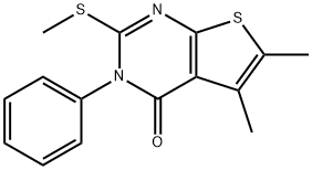 5,6-dimethyl-2-(methylsulfanyl)-3-phenylthieno[2,3-d]pyrimidin-4(3H)-one Structure