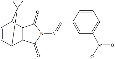 4-[(3-nitrobenzylidene)amino]-spiro[4-azatricyclo[5.2.1.0~2,6~]dec[8]ene-10,1'-cyclopropane]-3,5-dione 化学構造式