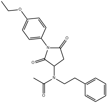 N-[1-(4-ethoxyphenyl)-2,5-dioxo-3-pyrrolidinyl]-N-(2-phenylethyl)acetamide Struktur