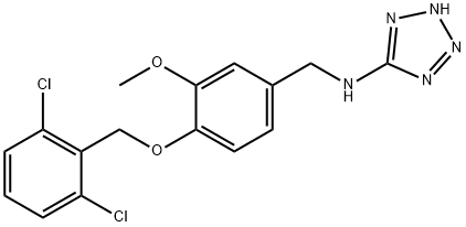 N-{4-[(2,6-dichlorobenzyl)oxy]-3-methoxybenzyl}-N-(2H-tetraazol-5-yl)amine 化学構造式