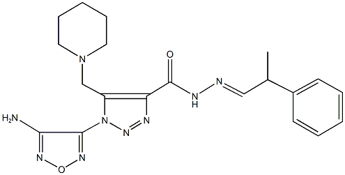 1-(4-amino-1,2,5-oxadiazol-3-yl)-N'-(2-phenylpropylidene)-5-(1-piperidinylmethyl)-1H-1,2,3-triazole-4-carbohydrazide Struktur