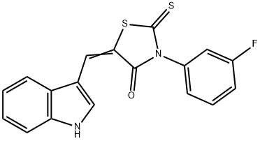 3-(3-fluorophenyl)-5-(1H-indol-3-ylmethylene)-2-thioxo-1,3-thiazolidin-4-one,341501-29-9,结构式