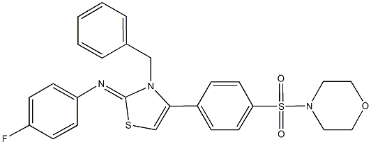 N-(3-benzyl-4-[4-(4-morpholinylsulfonyl)phenyl]-1,3-thiazol-2(3H)-ylidene)-N-(4-fluorophenyl)amine Struktur