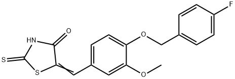 5-{4-[(4-fluorobenzyl)oxy]-3-methoxybenzylidene}-2-thioxo-1,3-thiazolidin-4-one Struktur