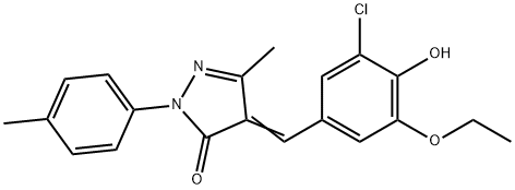 4-(3-chloro-5-ethoxy-4-hydroxybenzylidene)-5-methyl-2-(4-methylphenyl)-2,4-dihydro-3H-pyrazol-3-one 化学構造式