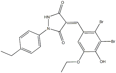 4-(2,3-dibromo-5-ethoxy-4-hydroxybenzylidene)-1-(4-ethylphenyl)-3,5-pyrazolidinedione,341530-15-2,结构式