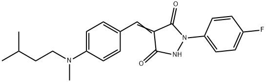 1-(4-fluorophenyl)-4-{4-[isopentyl(methyl)amino]benzylidene}-3,5-pyrazolidinedione Structure