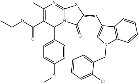 ethyl 2-{[1-(2-chlorobenzyl)-1H-indol-3-yl]methylene}-5-(4-methoxyphenyl)-7-methyl-3-oxo-2,3-dihydro-5H-[1,3]thiazolo[3,2-a]pyrimidine-6-carboxylate|