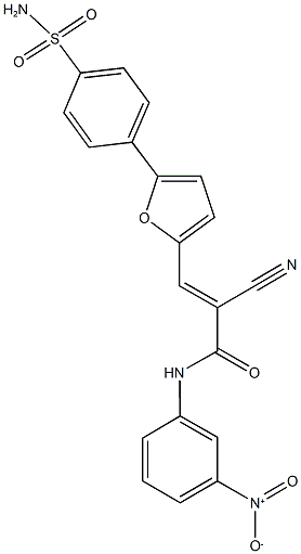 3-{5-[4-(aminosulfonyl)phenyl]-2-furyl}-2-cyano-N-{3-nitrophenyl}acrylamide 化学構造式