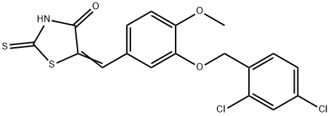 5-{3-[(2,4-dichlorobenzyl)oxy]-4-methoxybenzylidene}-2-thioxo-1,3-thiazolidin-4-one Structure