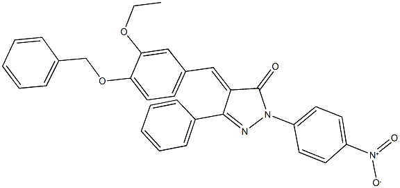 4-[4-(benzyloxy)-3-ethoxybenzylidene]-2-{4-nitrophenyl}-5-phenyl-2,4-dihydro-3H-pyrazol-3-one 结构式