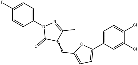 4-{[5-(3,4-dichlorophenyl)-2-furyl]methylene}-2-(4-fluorophenyl)-5-methyl-2,4-dihydro-3H-pyrazol-3-one Structure