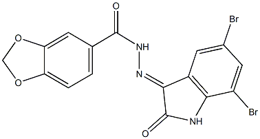 N'-(5,7-dibromo-2-oxo-1,2-dihydro-3H-indol-3-ylidene)-1,3-benzodioxole-5-carbohydrazide Structure