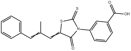 3-[5-(2-methyl-3-phenyl-2-propenylidene)-4-oxo-2-thioxo-1,3-thiazolidin-3-yl]benzoic acid 结构式