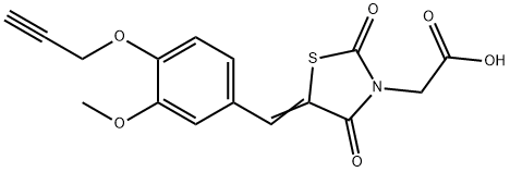 {5-[3-methoxy-4-(2-propynyloxy)benzylidene]-2,4-dioxo-1,3-thiazolidin-3-yl}acetic acid Struktur