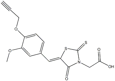 {5-[3-methoxy-4-(2-propynyloxy)benzylidene]-4-oxo-2-thioxo-1,3-thiazolidin-3-yl}acetic acid 结构式