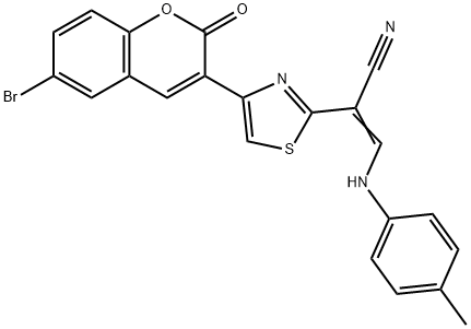 2-[4-(6-bromo-2-oxo-2H-chromen-3-yl)-1,3-thiazol-2-yl]-3-(4-toluidino)acrylonitrile,342377-17-7,结构式
