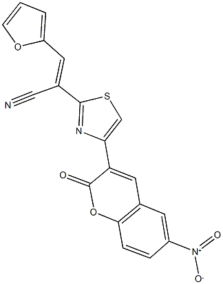 3-(2-furyl)-2-(4-{6-nitro-2-oxo-2H-chromen-3-yl}-1,3-thiazol-2-yl)acrylonitrile 化学構造式