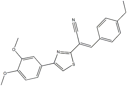 2-[4-(3,4-dimethoxyphenyl)-1,3-thiazol-2-yl]-3-(4-ethylphenyl)acrylonitrile Structure