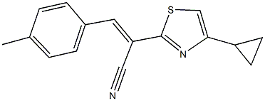 2-(4-cyclopropyl-1,3-thiazol-2-yl)-3-(4-methylphenyl)acrylonitrile 化学構造式