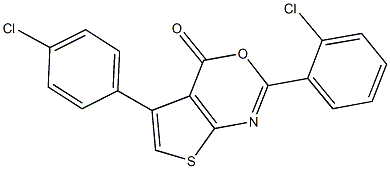 2-(2-chlorophenyl)-5-(4-chlorophenyl)-4H-thieno[2,3-d][1,3]oxazin-4-one Struktur