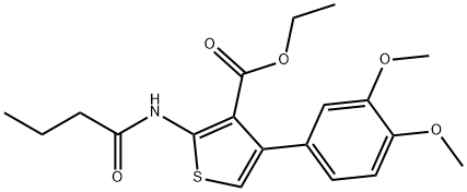 ethyl 2-(butyrylamino)-4-(3,4-dimethoxyphenyl)-3-thiophenecarboxylate Struktur