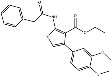 ethyl 4-(3,4-dimethoxyphenyl)-2-[(phenylacetyl)amino]-3-thiophenecarboxylate 化学構造式