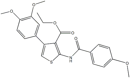 ethyl 4-(3,4-dimethoxyphenyl)-2-[(4-methoxybenzoyl)amino]-3-thiophenecarboxylate Struktur