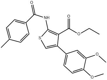 ethyl 4-(3,4-dimethoxyphenyl)-2-[(4-methylbenzoyl)amino]-3-thiophenecarboxylate,342383-53-3,结构式