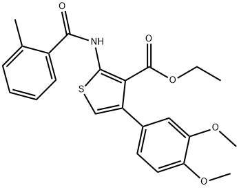 ethyl 4-(3,4-dimethoxyphenyl)-2-[(2-methylbenzoyl)amino]-3-thiophenecarboxylate Structure