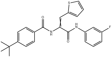 4-tert-butyl-N-[1-[(3-fluoroanilino)carbonyl]-2-(2-thienyl)vinyl]benzamide 化学構造式