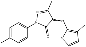 5-methyl-2-(4-methylphenyl)-4-[(3-methyl-2-thienyl)methylene]-2,4-dihydro-3H-pyrazol-3-one,342384-24-1,结构式