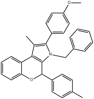 4-[3-benzyl-1-methyl-4-(4-methylphenyl)-3,4-dihydrochromeno[3,4-b]pyrrol-2-yl]phenyl methyl ether 结构式