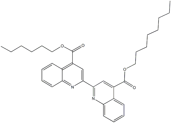 4-hexyl 4'-octyl 2,2'-bis[4-quinolinecarboxylate] Structure