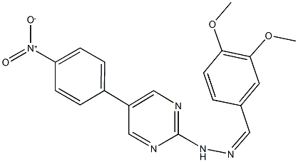 3,4-dimethoxybenzaldehyde (5-{4-nitrophenyl}-2-pyrimidinyl)hydrazone Structure