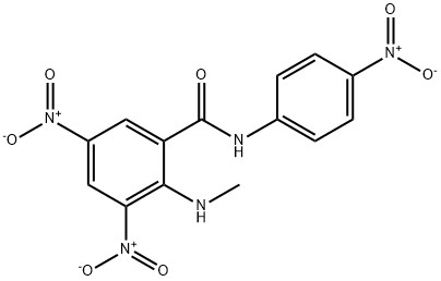 3,5-bisnitro-N-{4-nitrophenyl}-2-(methylamino)benzamide Struktur