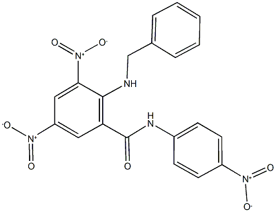 2-(benzylamino)-3,5-bisnitro-N-{4-nitrophenyl}benzamide 化学構造式