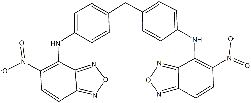 5-nitro-4-{4-[4-({5-nitro-2,1,3-benzoxadiazol-4-yl}amino)benzyl]anilino}-2,1,3-benzoxadiazole Struktur