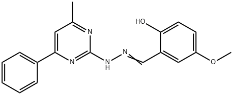 2-hydroxy-5-methoxybenzaldehyde (4-methyl-6-phenyl-2-pyrimidinyl)hydrazone 化学構造式