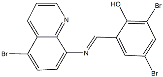 2,4-dibromo-6-{[(5-bromo-8-quinolinyl)imino]methyl}phenol Struktur