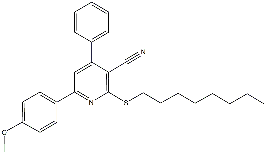 6-(4-methoxyphenyl)-2-(octylsulfanyl)-4-phenylnicotinonitrile 化学構造式